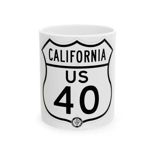 US 40 California 1948 (California) (Road Sign) White Coffee Mug 11oz - Go Mug Yourself