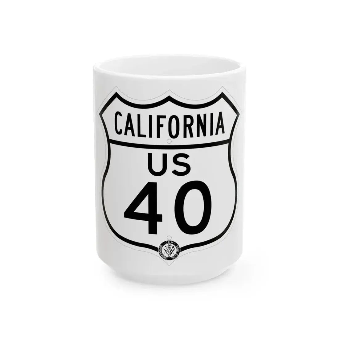 US 40 California 1948 (California) (Road Sign) White Coffee Mug 15oz - Go Mug Yourself