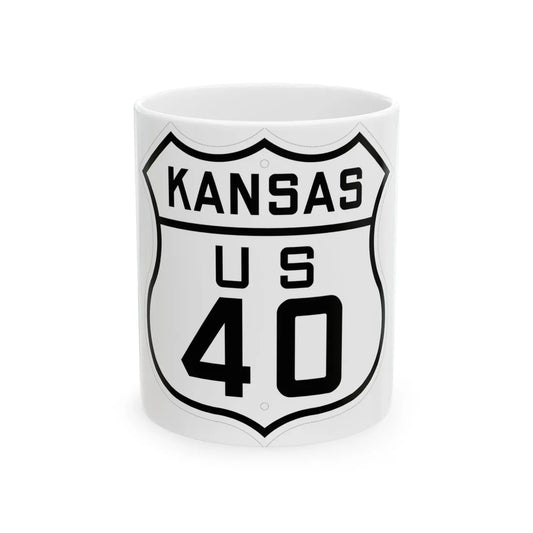 US 40 Kansas 1926 (Kansas) (Road Sign) White Coffee Mug 11oz - Go Mug Yourself