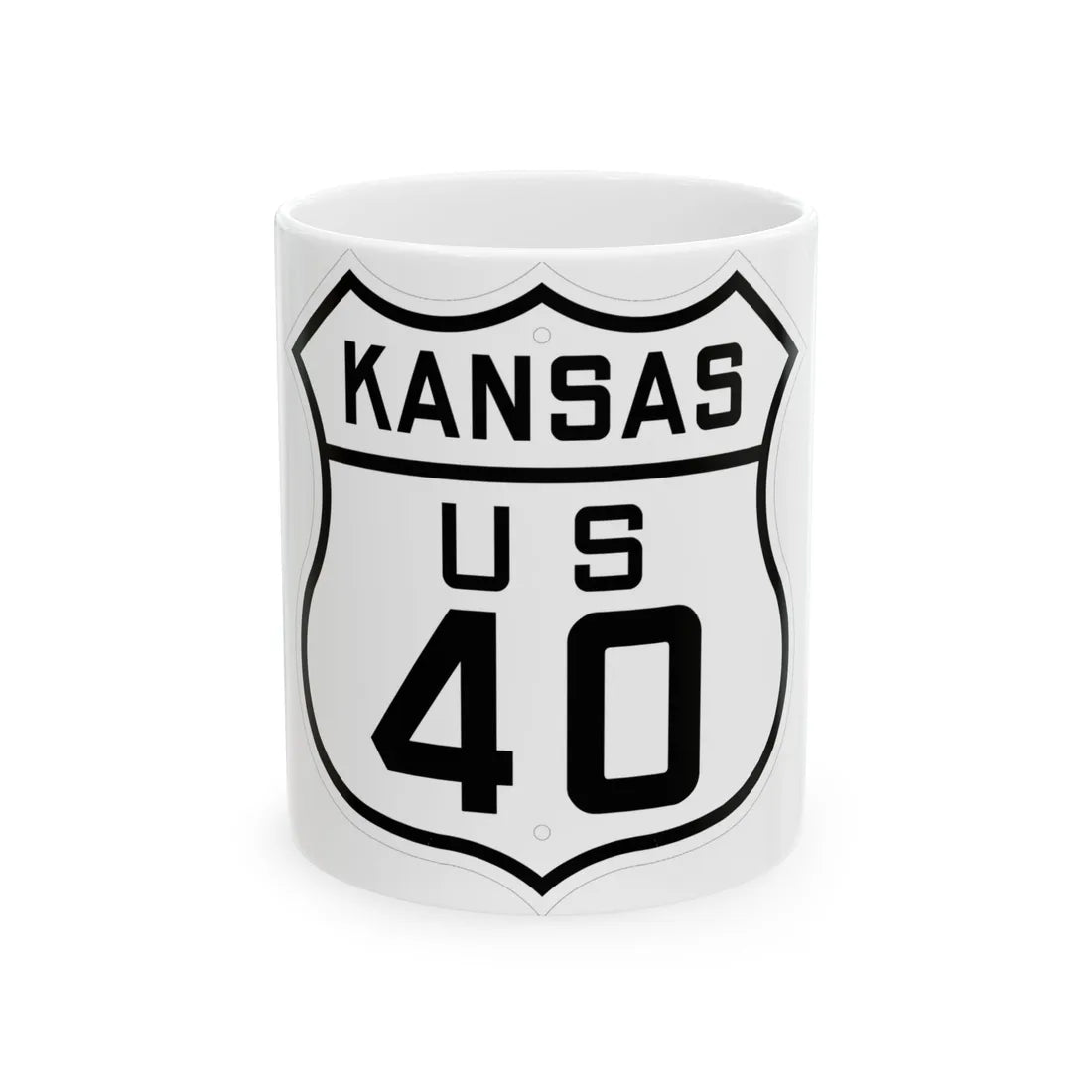 US 40 Kansas 1926 (Kansas) (Road Sign) White Coffee Mug 11oz - Go Mug Yourself