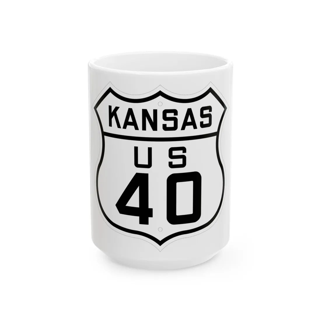 US 40 Kansas 1926 (Kansas) (Road Sign) White Coffee Mug 15oz - Go Mug Yourself