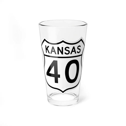 US 40 Kansas 1962 (Kansas) (Road Sign) Pint Glss 16oz 16oz - Go Mug Yourself