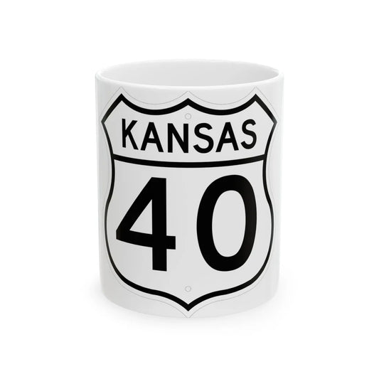 US 40 Kansas 1962 (Kansas) (Road Sign) White Coffee Mug 11oz - Go Mug Yourself