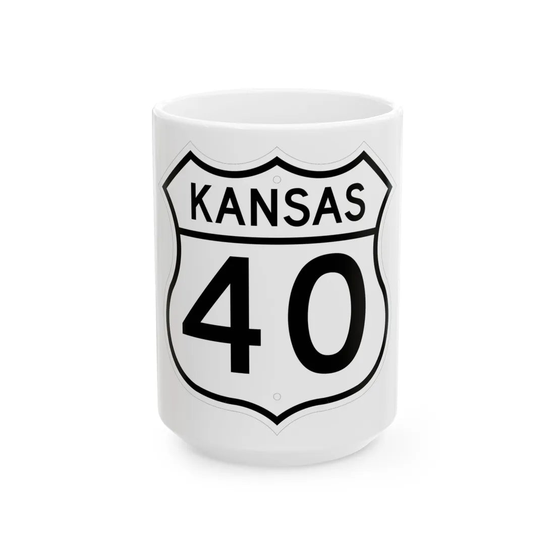US 40 Kansas 1962 (Kansas) (Road Sign) White Coffee Mug 15oz - Go Mug Yourself