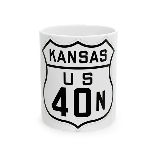 US 40N Kansas 1926 (Kansas) (Road Sign) White Coffee Mug 11oz - Go Mug Yourself