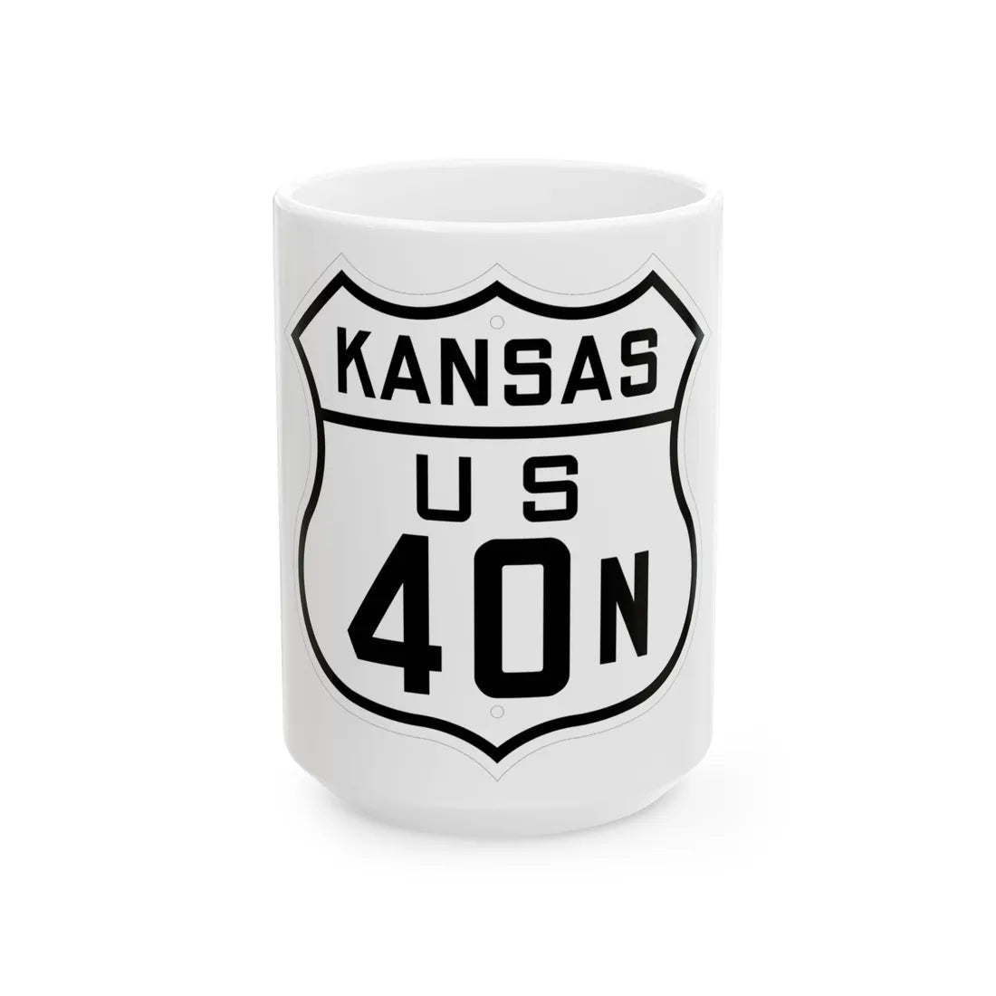US 40N Kansas 1926 (Kansas) (Road Sign) White Coffee Mug 15oz - Go Mug Yourself