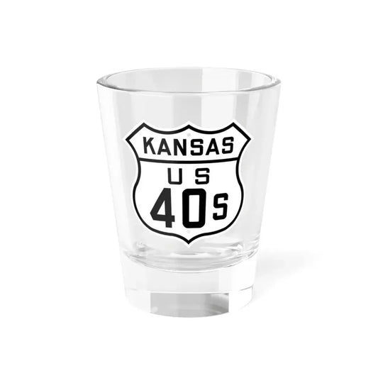 US 40S Kansas 1926 (Kansas) (Road Sign) Shot Glass 1.5oz 1.5oz - Go Mug Yourself