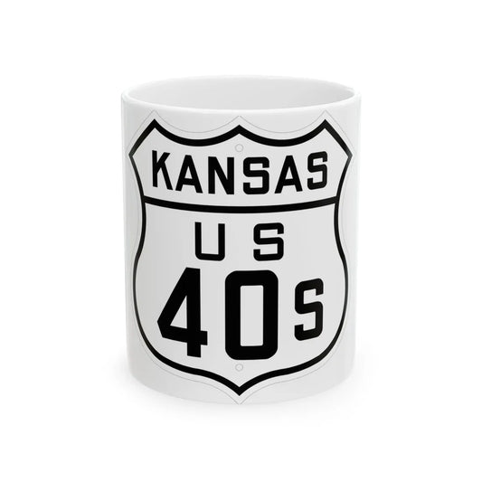 US 40S Kansas 1926 (Kansas) (Road Sign) White Coffee Mug 11oz - Go Mug Yourself