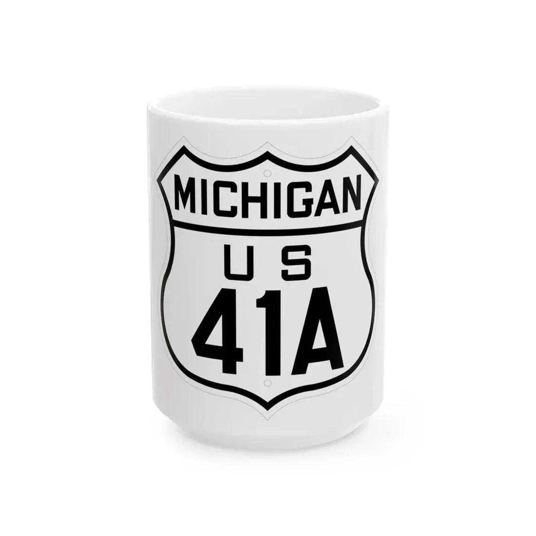 US 41A Michigan 1926 (Michigan) (Road Sign) White Coffee Mug 15oz - Go Mug Yourself