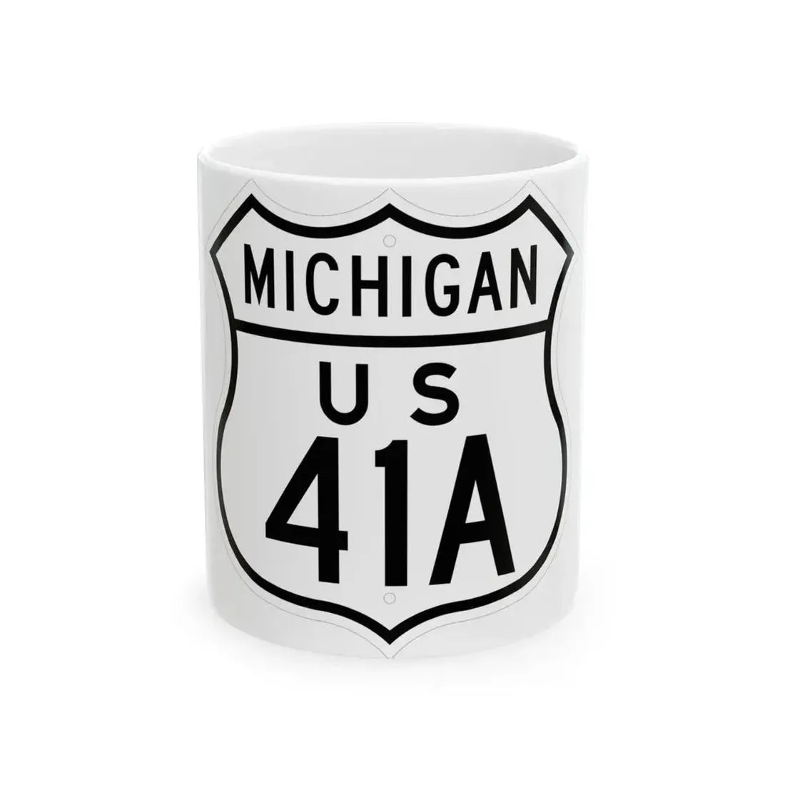 US 41A Michigan 1948 (Michigan) (Road Sign) White Coffee Mug 11oz - Go Mug Yourself