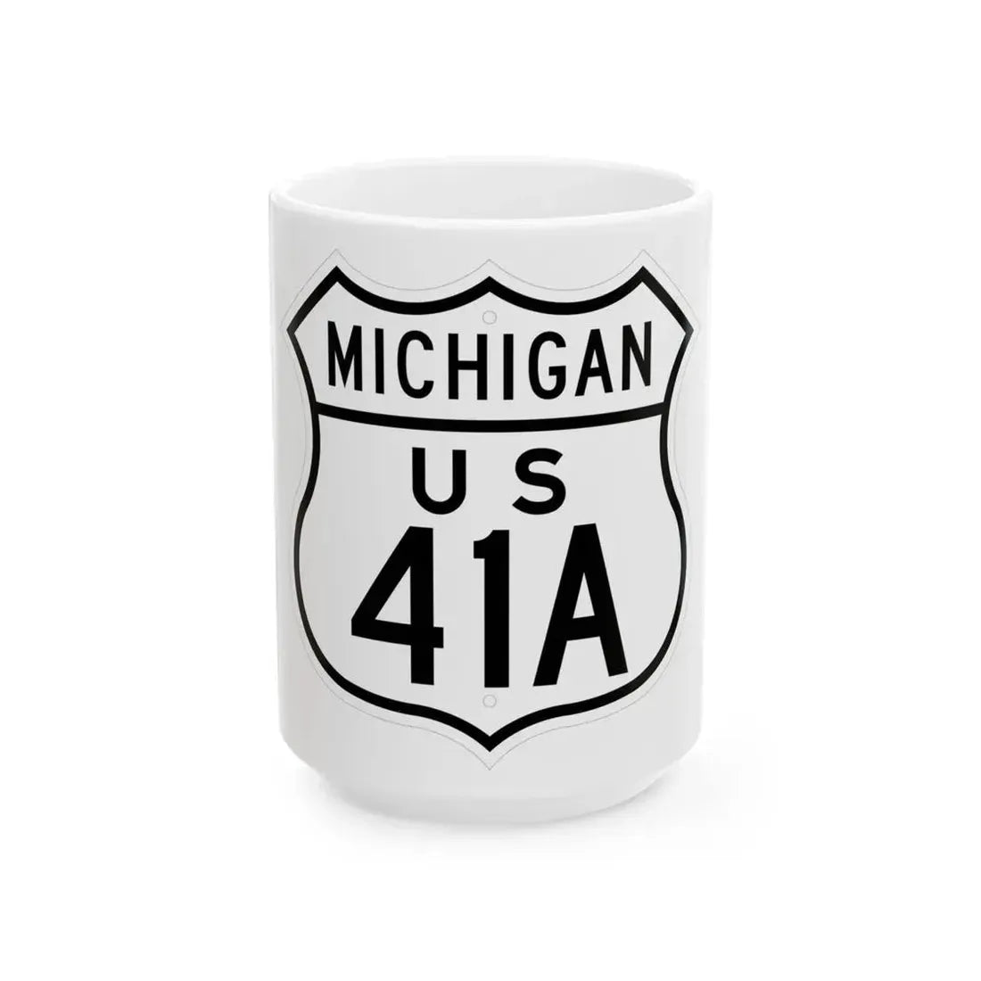 US 41A Michigan 1948 (Michigan) (Road Sign) White Coffee Mug 15oz - Go Mug Yourself