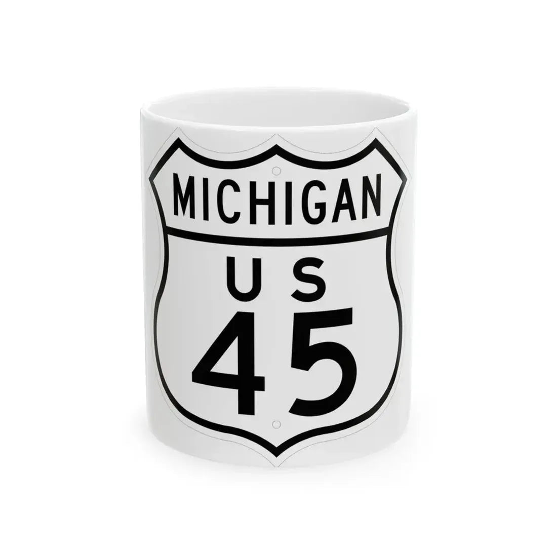 US 45 Michigan 1948 (Michigan) (Road Sign) White Coffee Mug 11oz - Go Mug Yourself