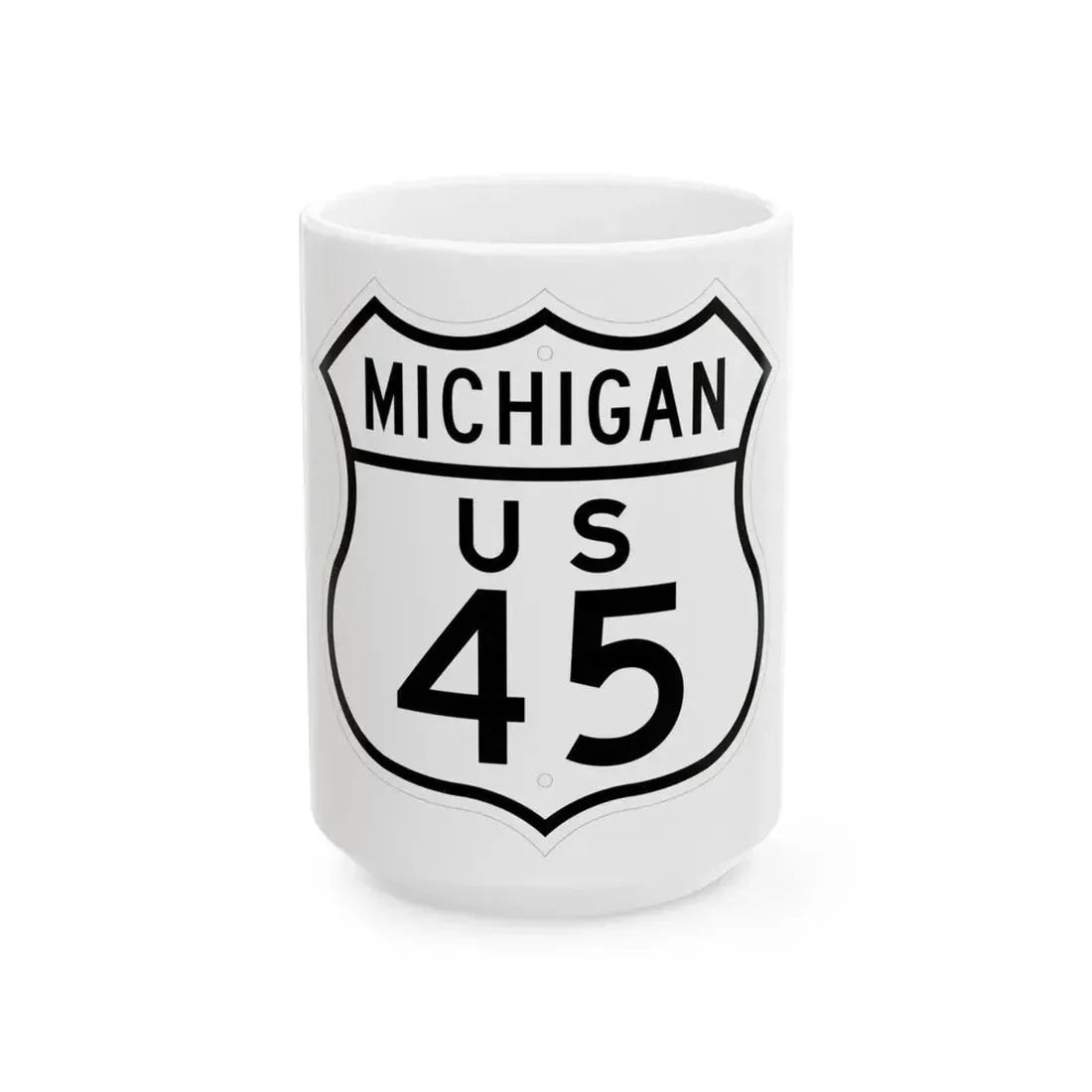 US 45 Michigan 1948 (Michigan) (Road Sign) White Coffee Mug 15oz - Go Mug Yourself