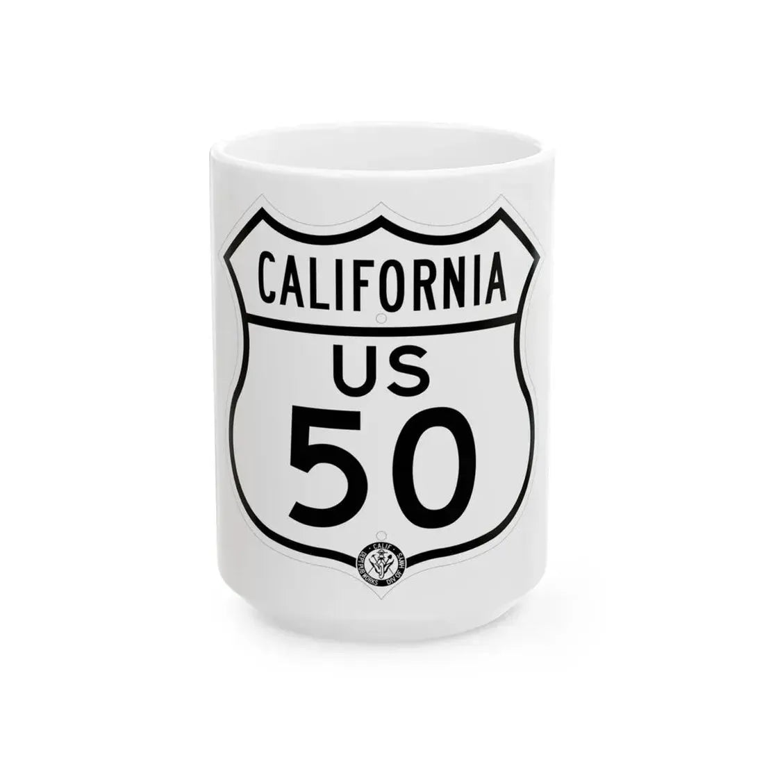 US 50 California 1948 (California) (Road Sign) White Coffee Mug 15oz - Go Mug Yourself