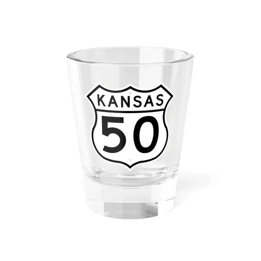 US 50 Kansas 1962 (Kansas) (Road Sign) Shot Glass 1.5oz 1.5oz - Go Mug Yourself