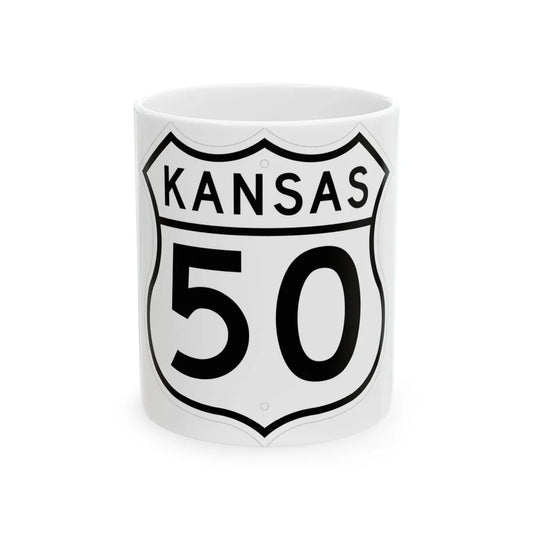 US 50 Kansas 1962 (Kansas) (Road Sign) White Coffee Mug 11oz - Go Mug Yourself