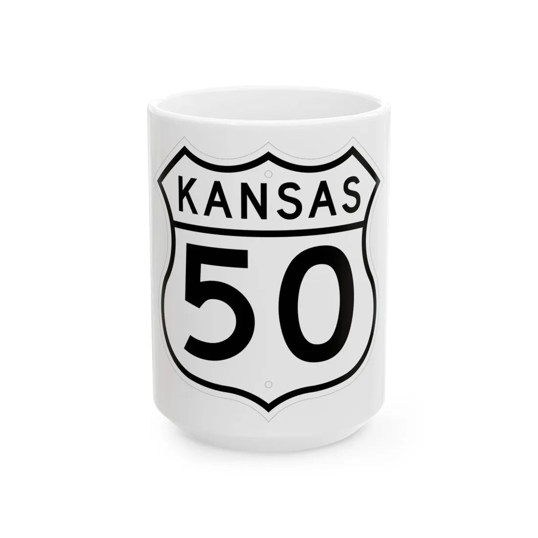 US 50 Kansas 1962 (Kansas) (Road Sign) White Coffee Mug 15oz - Go Mug Yourself