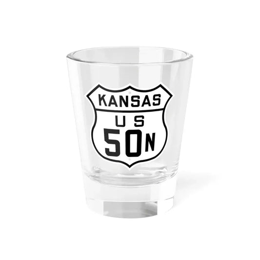 US 50N Kansas 1926 (Kansas) (Road Sign) Shot Glass 1.5oz 1.5oz - Go Mug Yourself