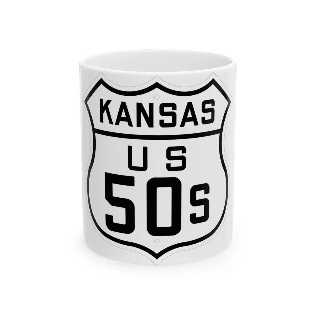 US 50S Kansas 1926 (Kansas) (Road Sign) White Coffee Mug 11oz - Go Mug Yourself