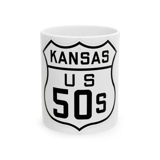 US 50S Kansas 1926 (Kansas) (Road Sign) White Coffee Mug 11oz - Go Mug Yourself