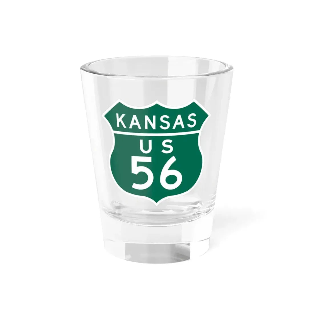 US 56 Kansas 1948 (Kansas) (Road Sign) Shot Glass 1.5oz 1.5oz - Go Mug Yourself