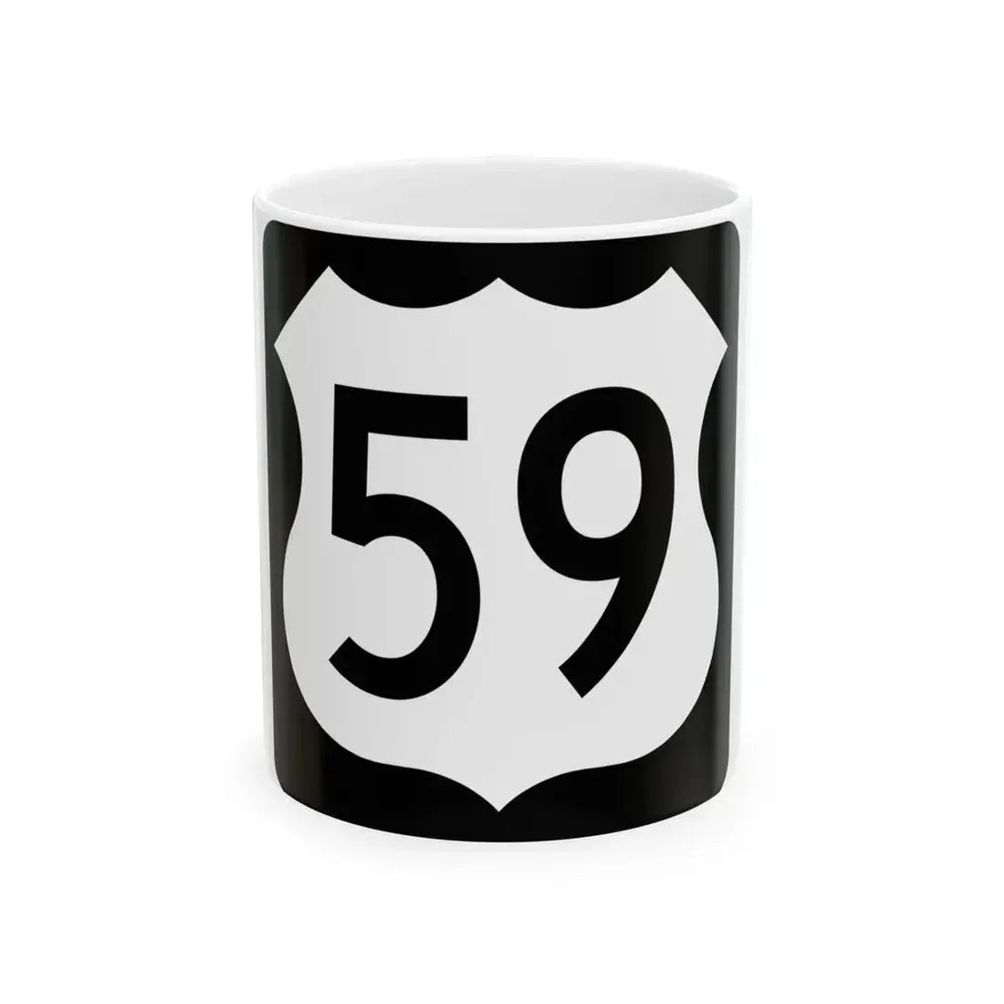 US 59 IA (Iowa) (Road Sign) White Coffee Mug 11oz - Go Mug Yourself