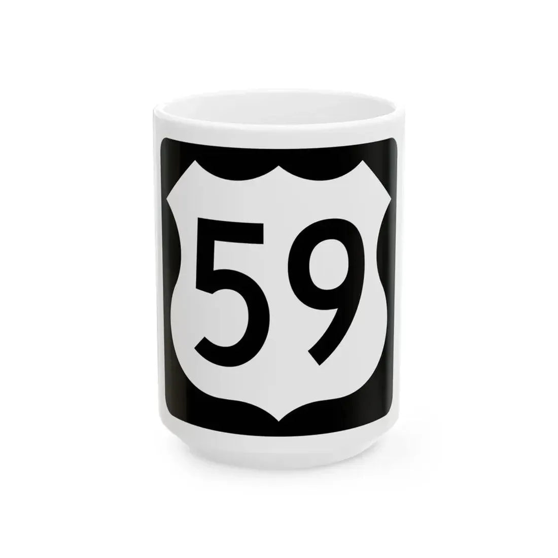US 59 IA (Iowa) (Road Sign) White Coffee Mug 15oz - Go Mug Yourself