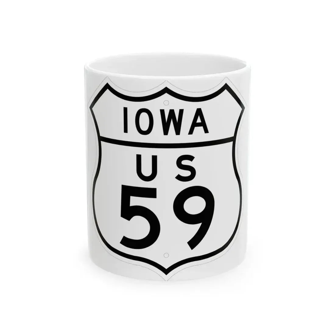 US 59 Iowa 1948 (Iowa) (Road Sign) White Coffee Mug 11oz - Go Mug Yourself
