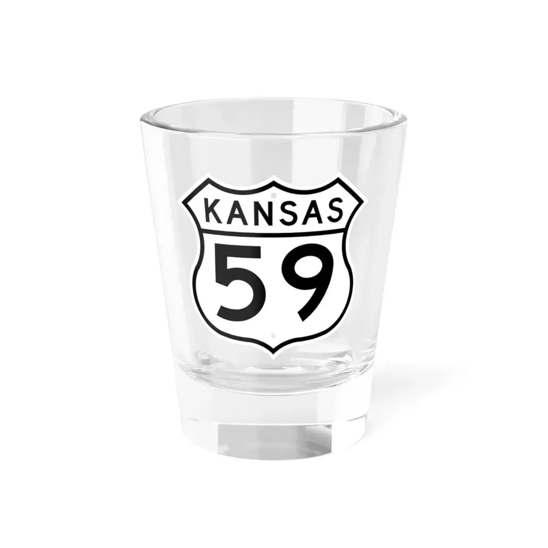 US 59 Kansas 1962 (Kansas) (Road Sign) Shot Glass 1.5oz 1.5oz - Go Mug Yourself
