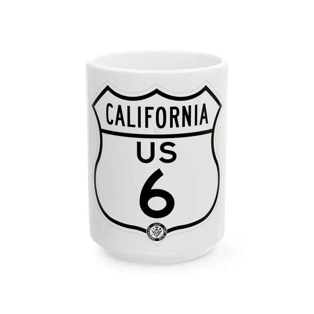 US 6 California 1948 (California) (Road Sign) White Coffee Mug 15oz - Go Mug Yourself