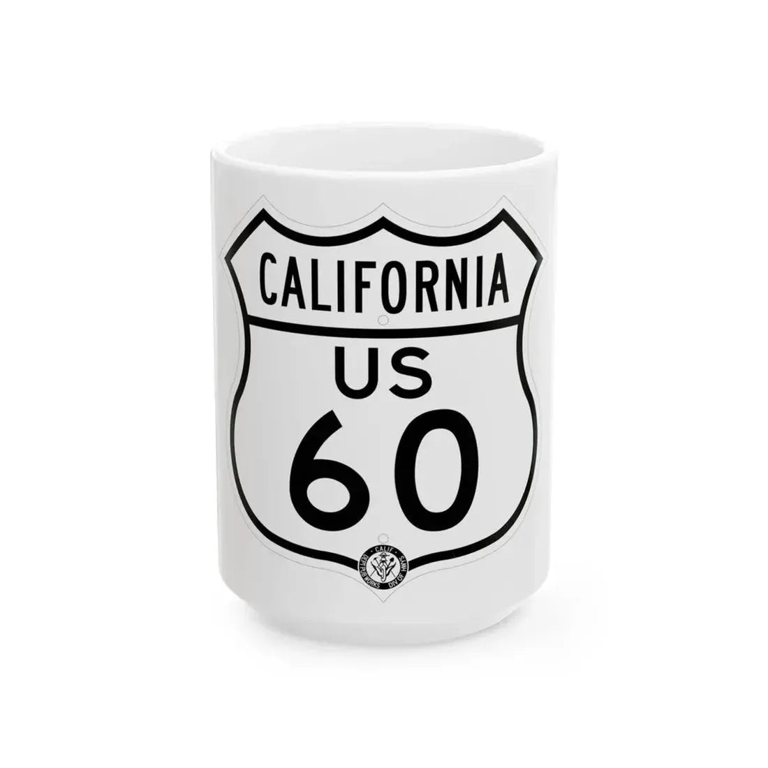 US 60 California 1948 (California) (Road Sign) White Coffee Mug 15oz - Go Mug Yourself