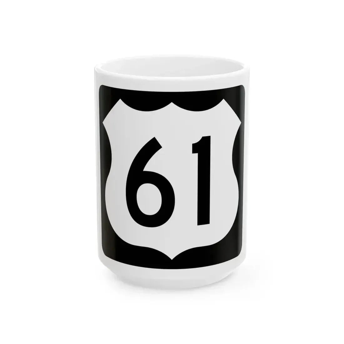 US 61 IA (Iowa) (Road Sign) White Coffee Mug 15oz - Go Mug Yourself
