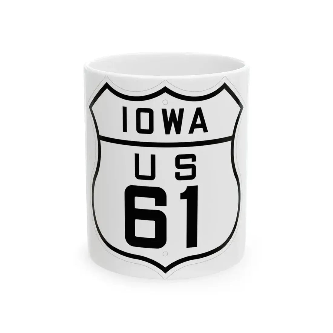 US 61 Iowa 1926 (Iowa) (Road Sign) White Coffee Mug 11oz - Go Mug Yourself