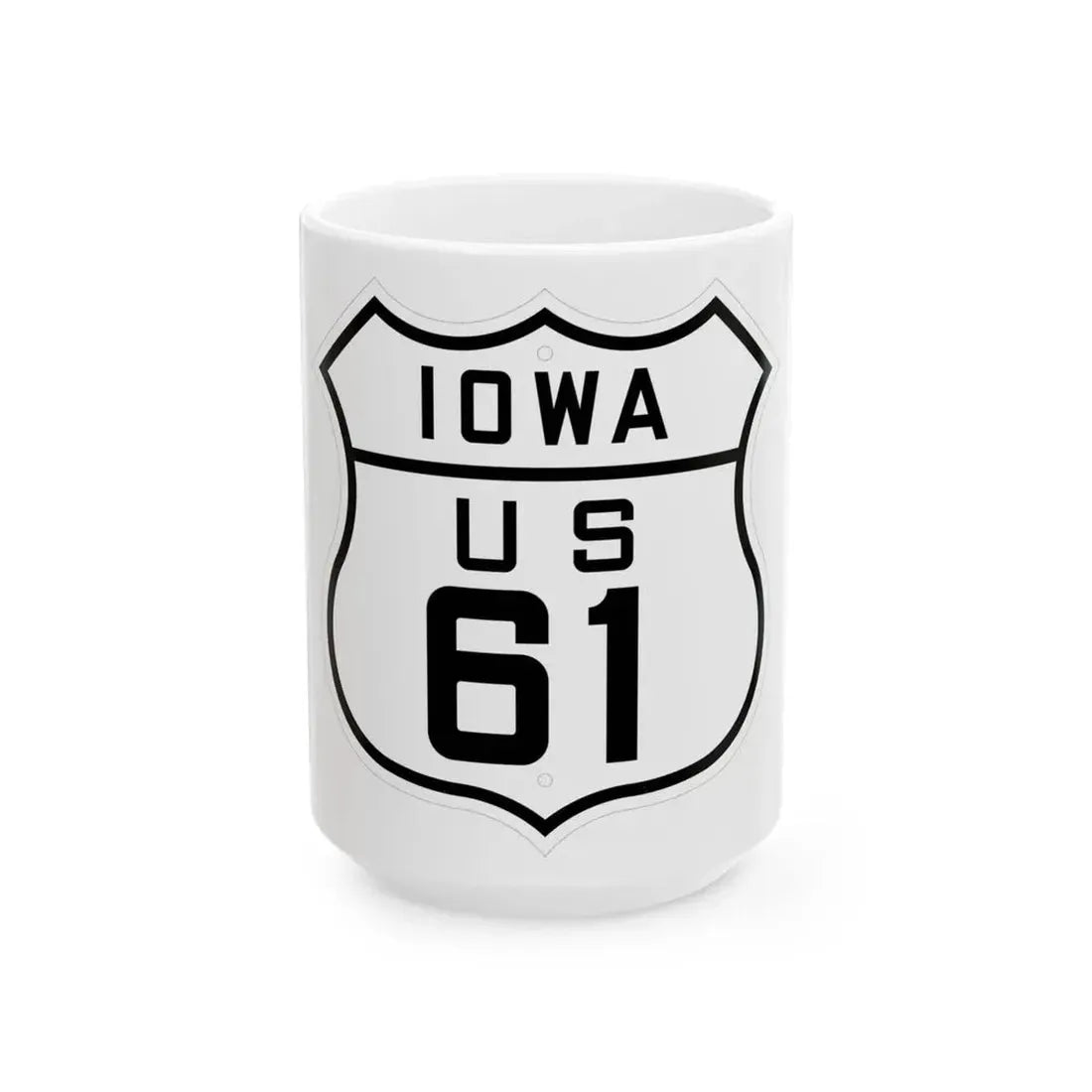 US 61 Iowa 1926 (Iowa) (Road Sign) White Coffee Mug 15oz - Go Mug Yourself
