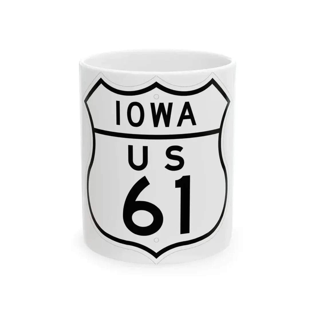 US 61 Iowa 1948 (Iowa) (Road Sign) White Coffee Mug 11oz - Go Mug Yourself