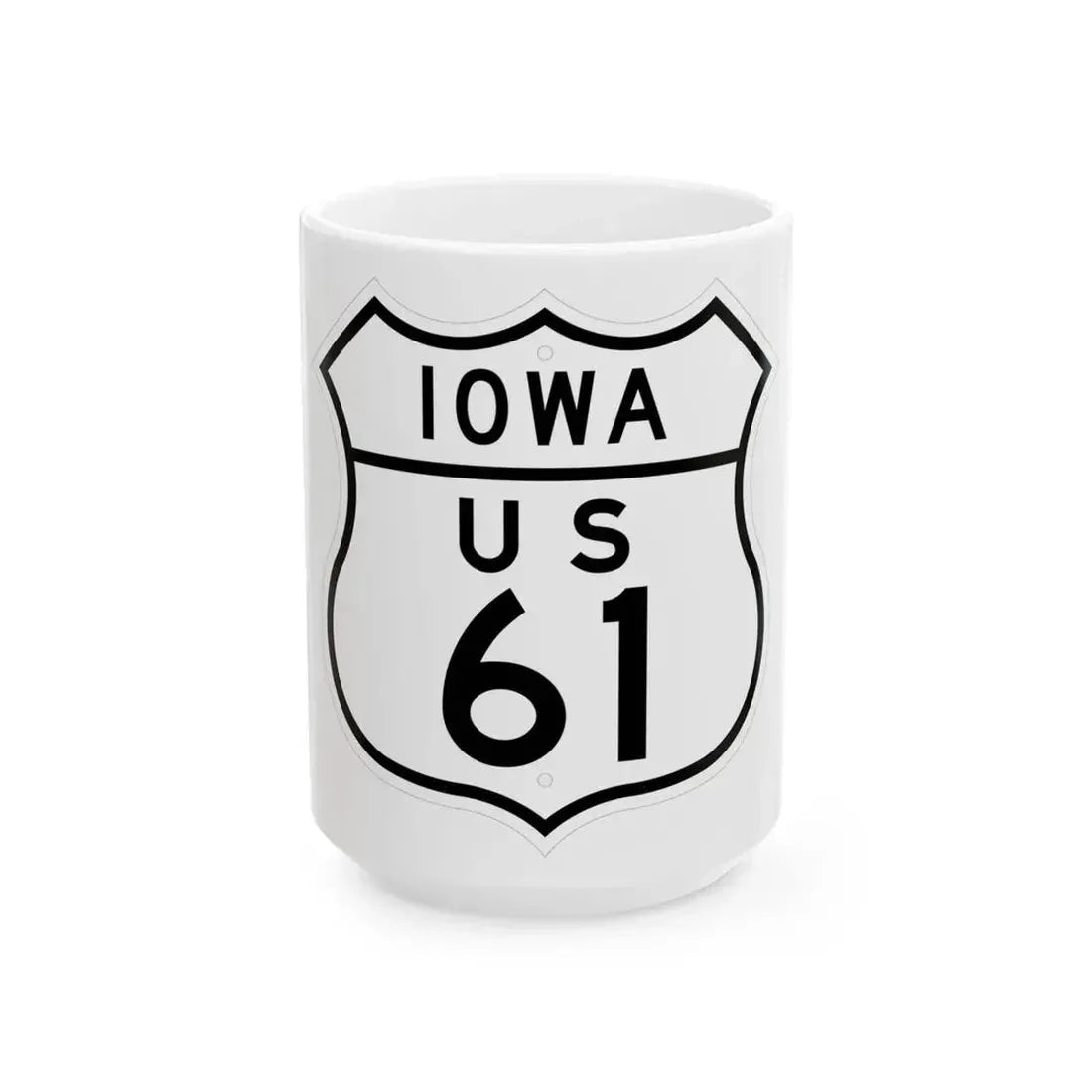 US 61 Iowa 1948 (Iowa) (Road Sign) White Coffee Mug 15oz - Go Mug Yourself