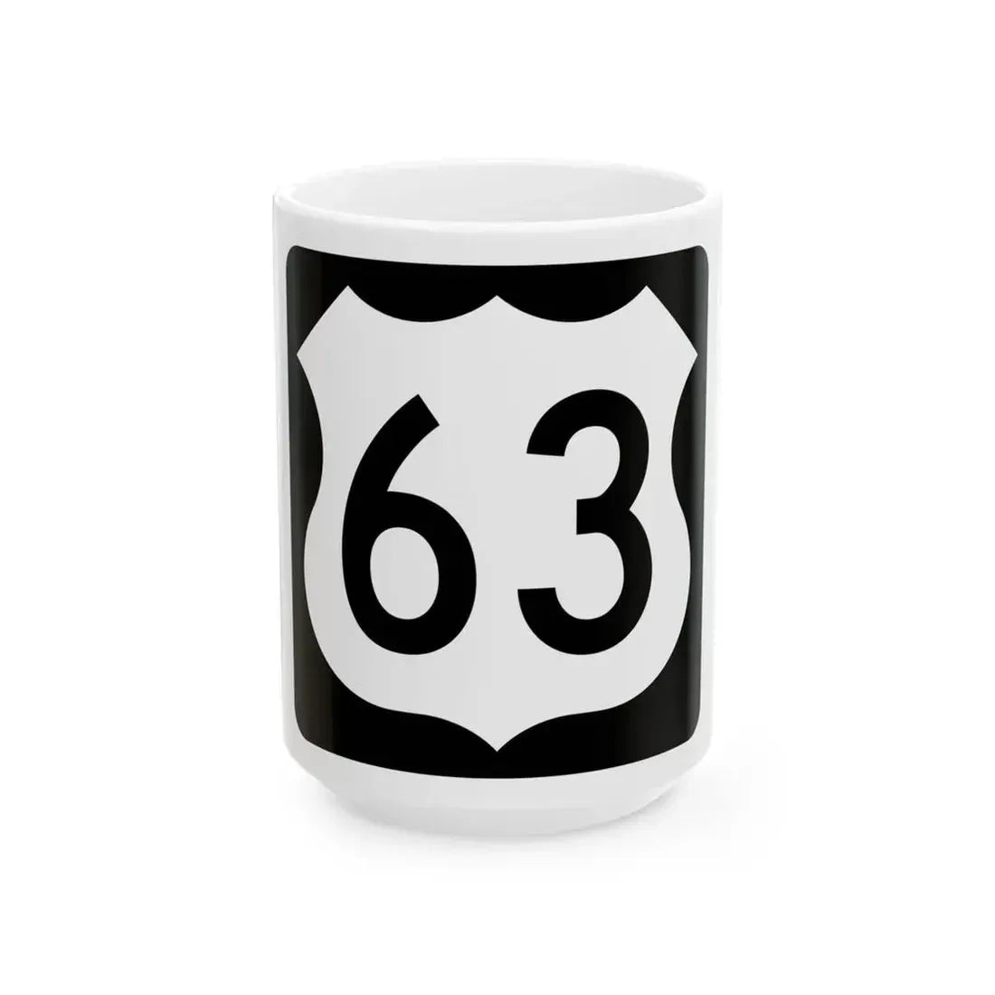 US 63 IA (Iowa) (Road Sign) White Coffee Mug 15oz - Go Mug Yourself