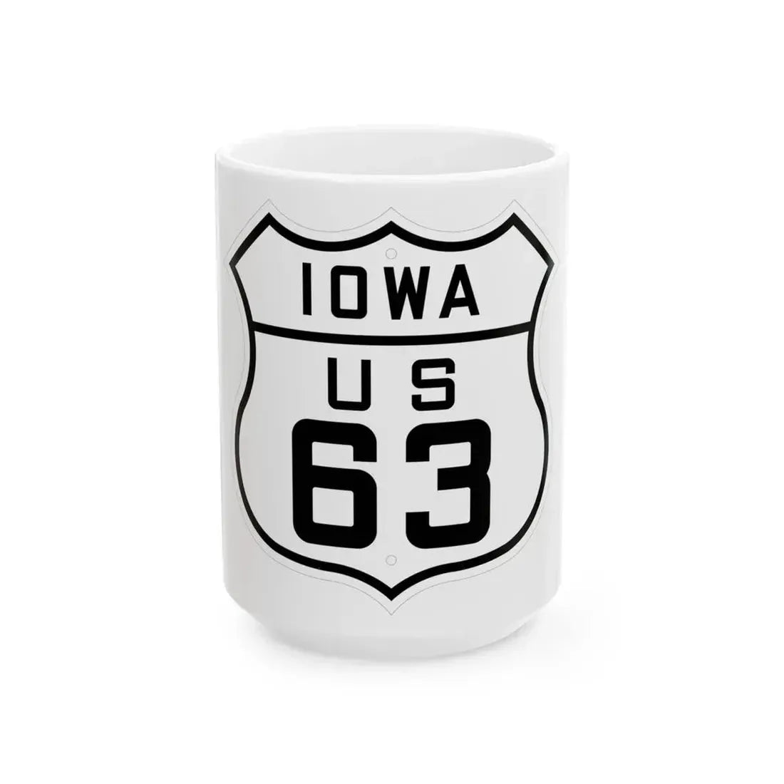 US 63 Iowa 1926 (Iowa) (Road Sign) White Coffee Mug 15oz - Go Mug Yourself