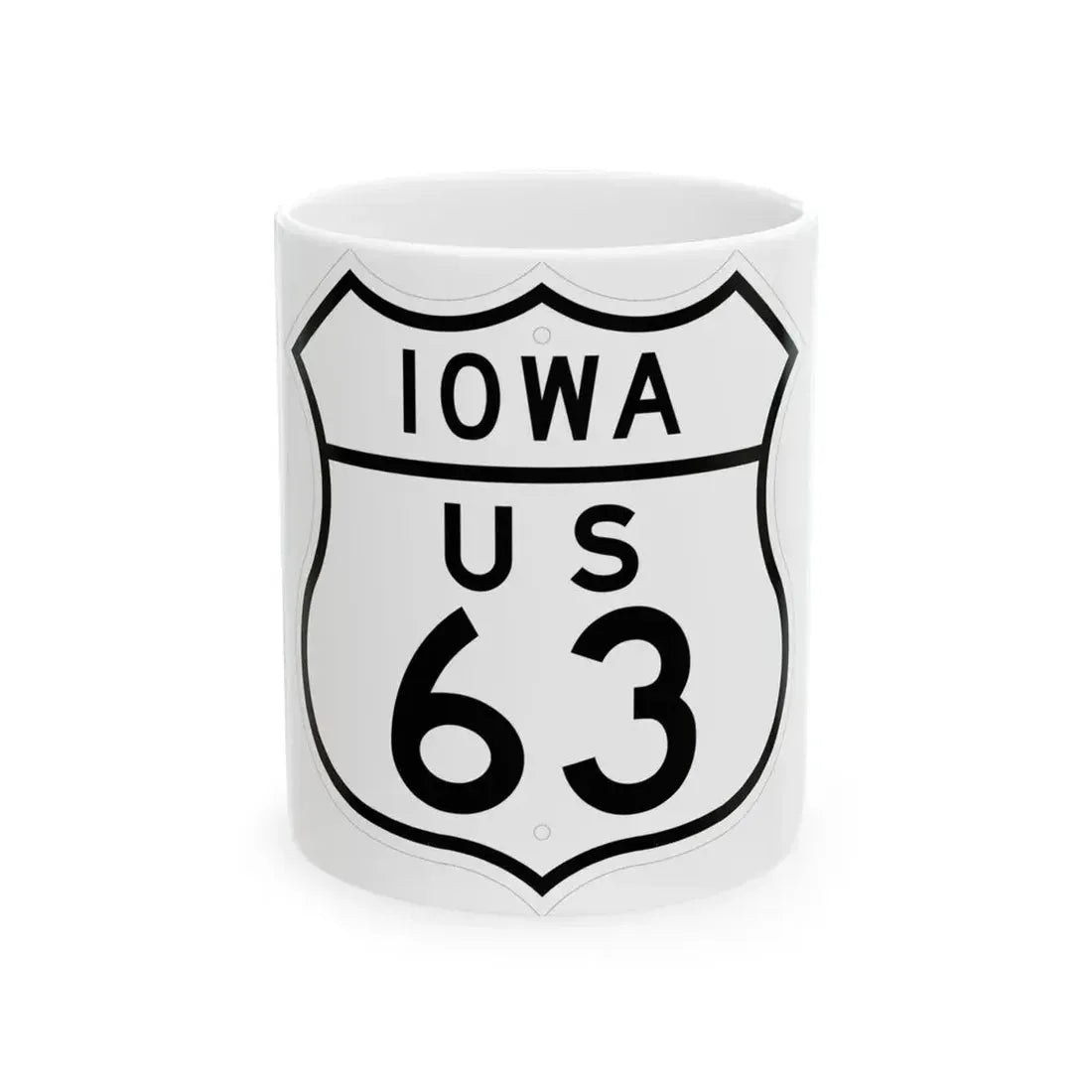 US 63 Iowa 1948 (Iowa) (Road Sign) White Coffee Mug 11oz - Go Mug Yourself