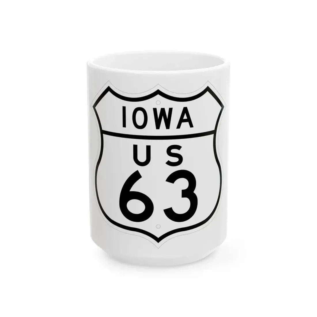 US 63 Iowa 1948 (Iowa) (Road Sign) White Coffee Mug 15oz - Go Mug Yourself