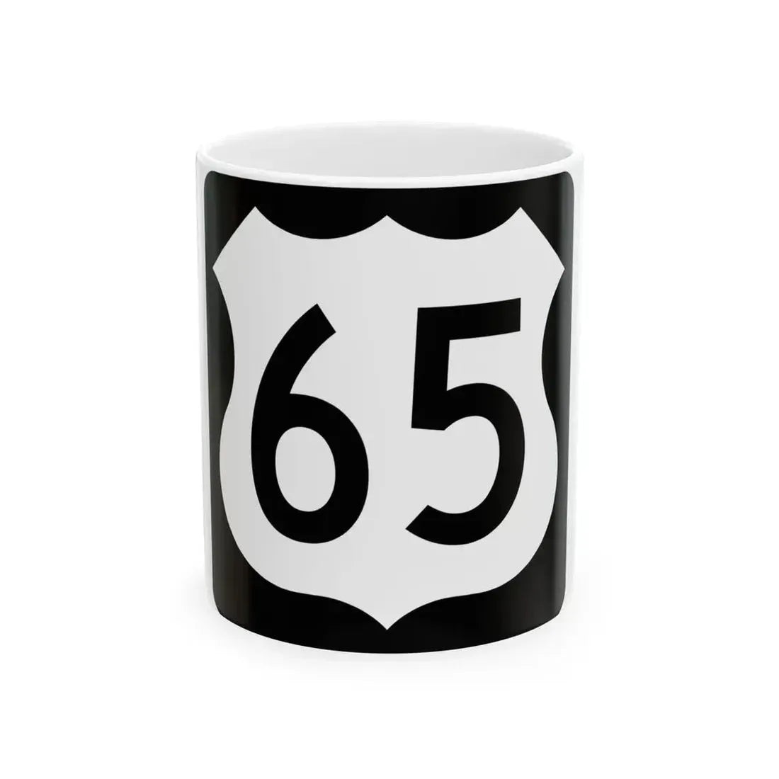 US 65 IA (Iowa) (Road Sign) White Coffee Mug 11oz - Go Mug Yourself