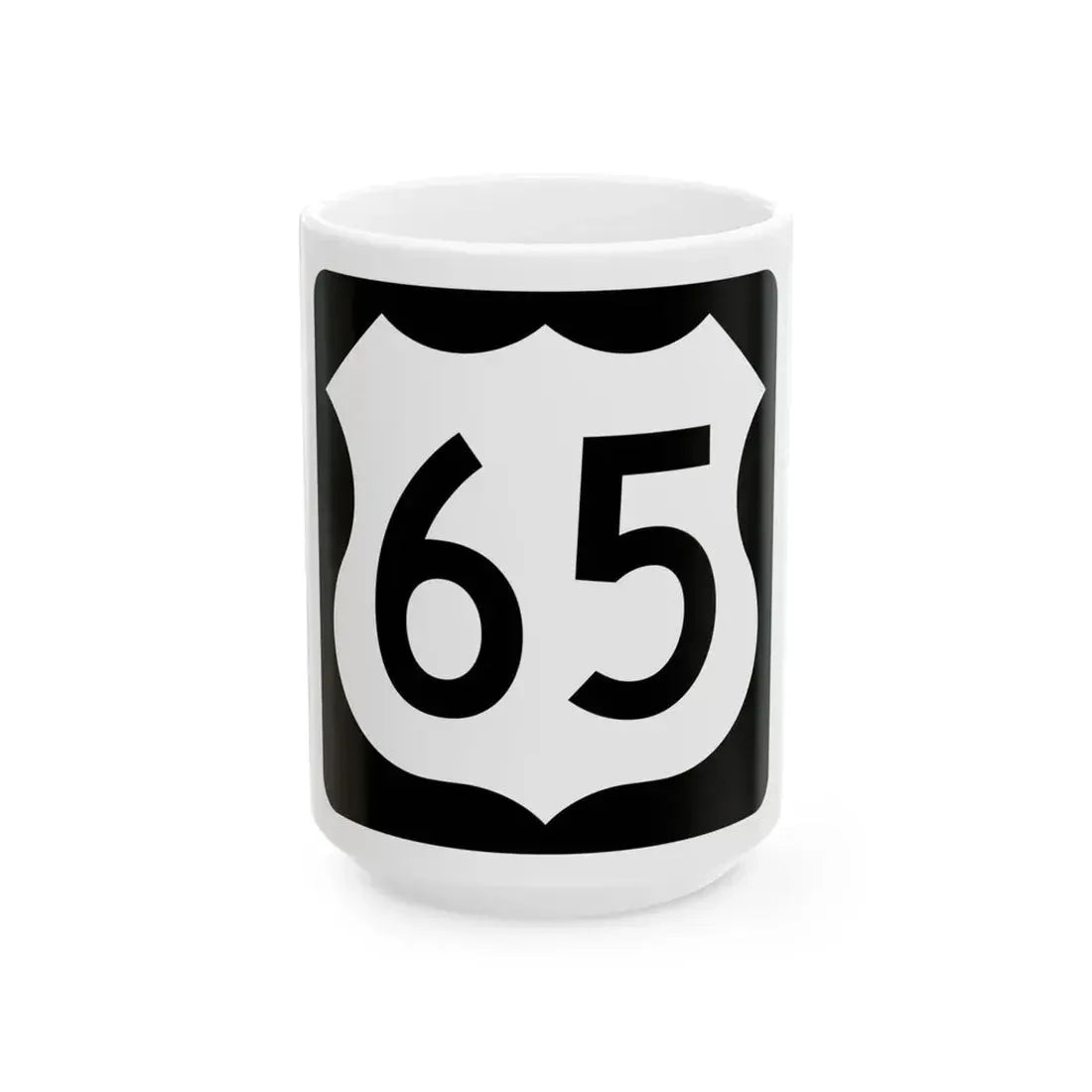 US 65 IA (Iowa) (Road Sign) White Coffee Mug 15oz - Go Mug Yourself