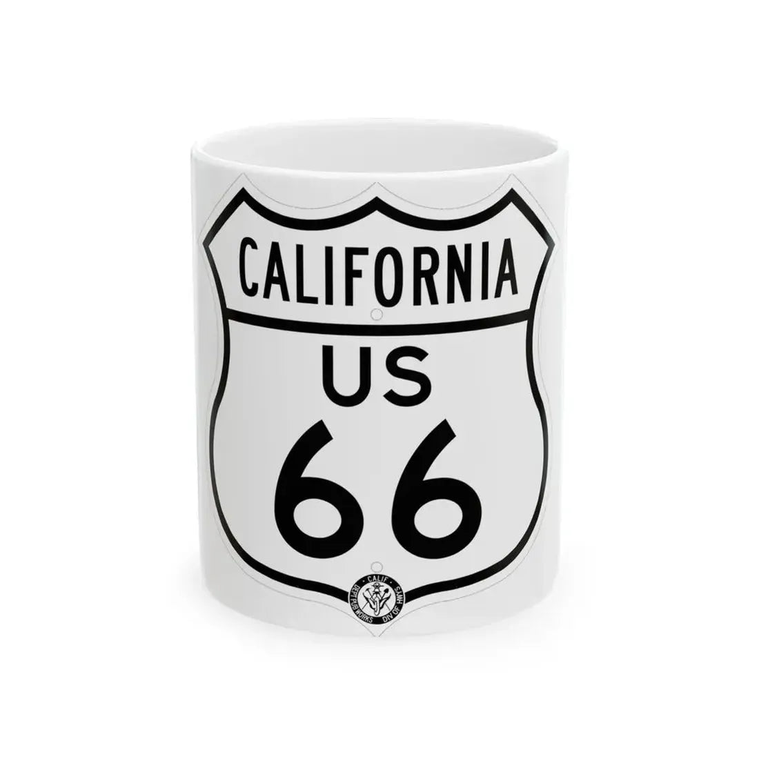 US 66 California 1948 (California) (Road Sign) White Coffee Mug 11oz - Go Mug Yourself