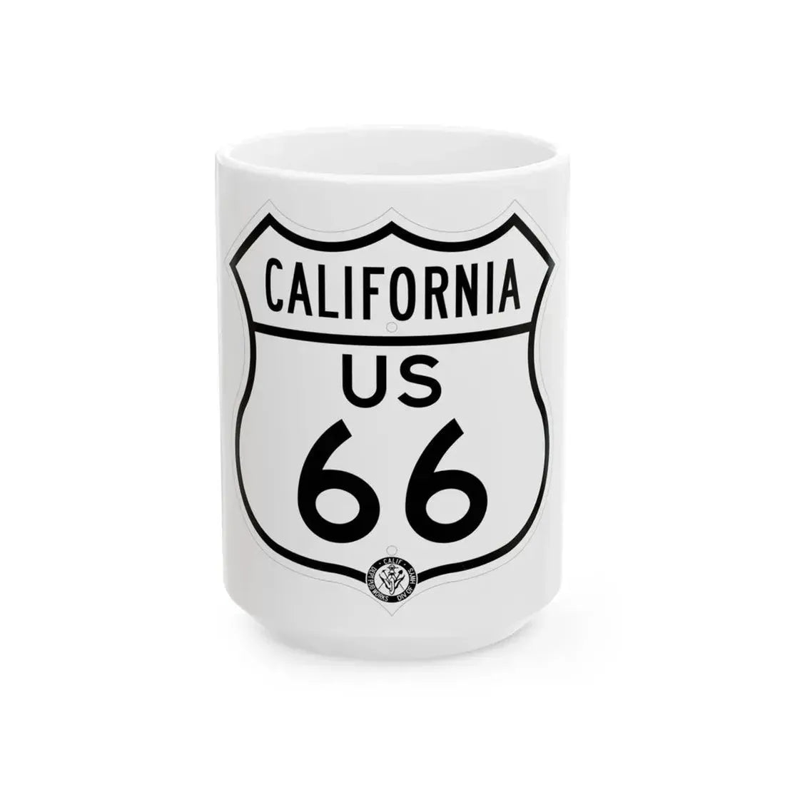 US 66 California 1948 (California) (Road Sign) White Coffee Mug 15oz - Go Mug Yourself