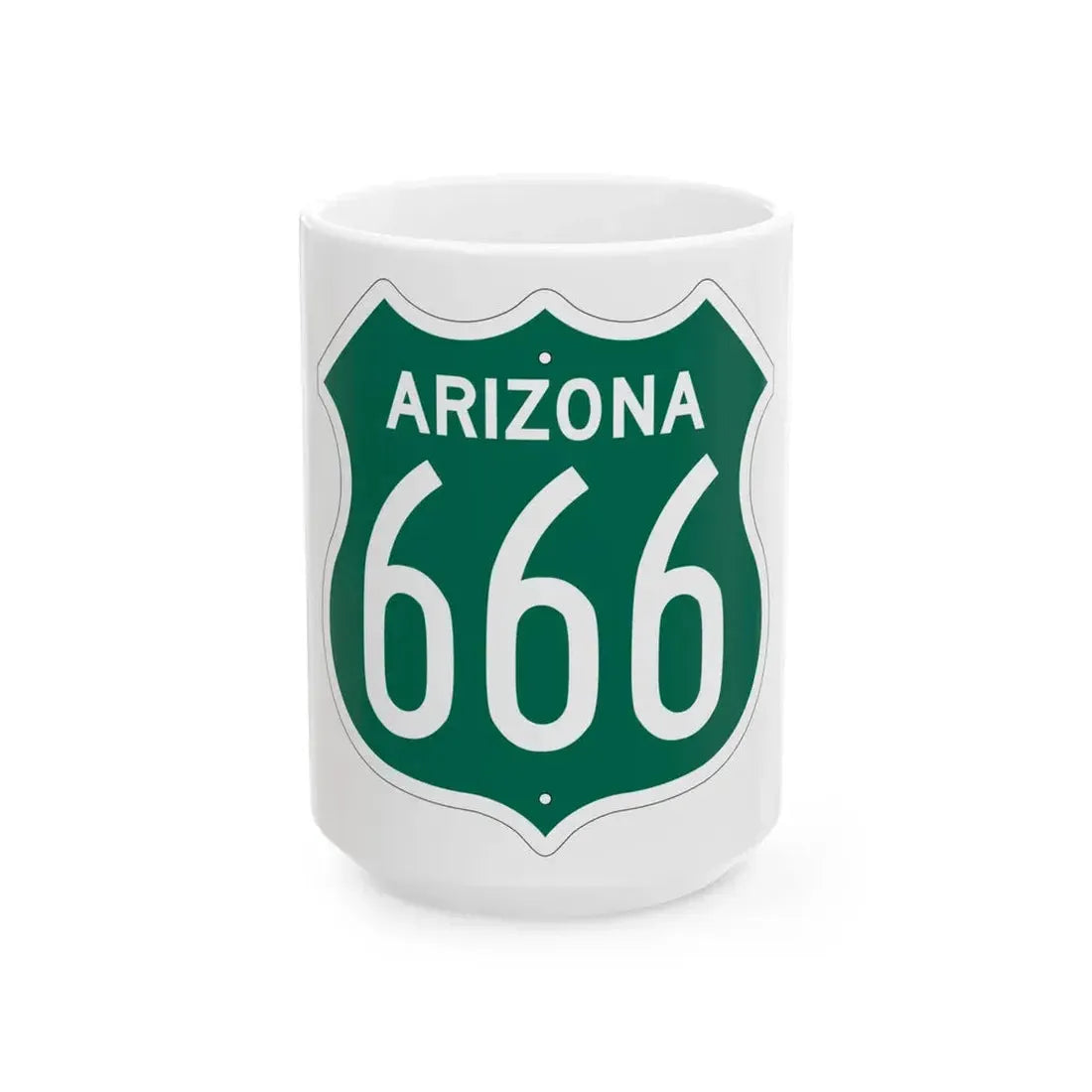 US 666 Arizona 1956 South (Arizona) (Road Sign) White Coffee Mug 15oz - Go Mug Yourself