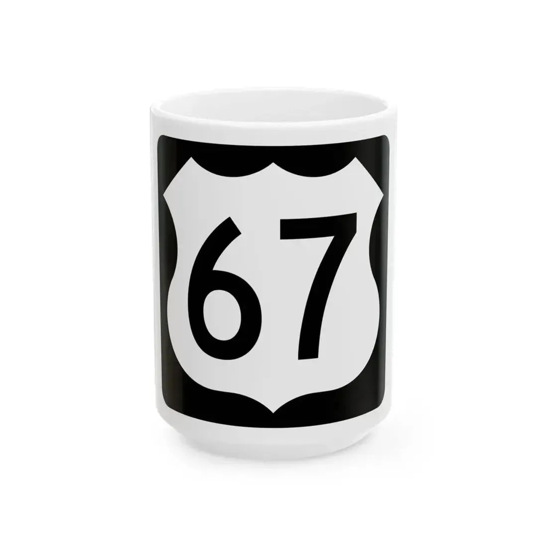 US 67 IA (Iowa) (Road Sign) White Coffee Mug 15oz - Go Mug Yourself