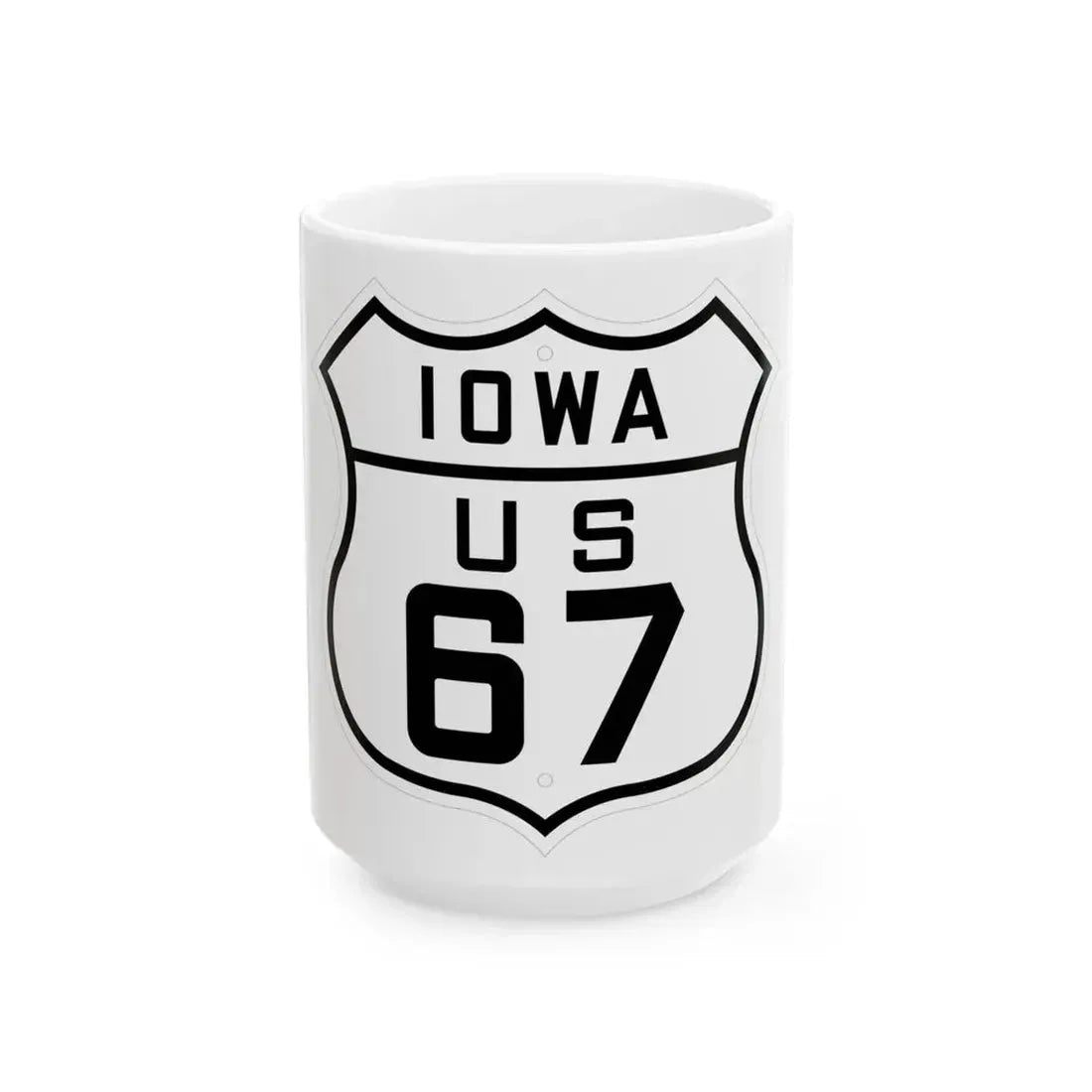 US 67 Iowa 1926 (Iowa) (Road Sign) White Coffee Mug 15oz - Go Mug Yourself