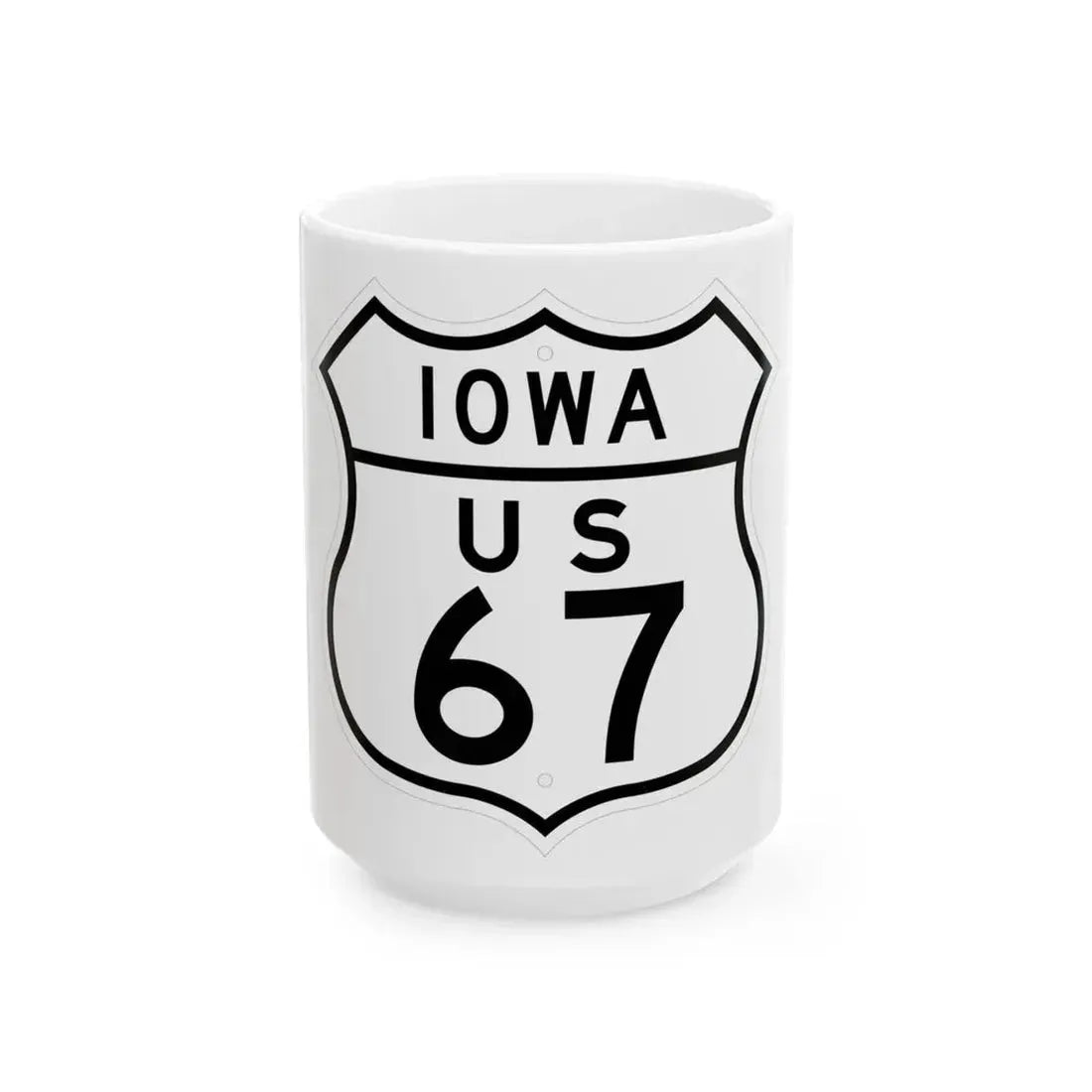 US 67 Iowa 1948 (Iowa) (Road Sign) White Coffee Mug 15oz - Go Mug Yourself