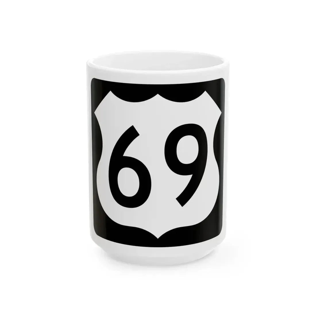 US 69 IA (Iowa) (Road Sign) White Coffee Mug 15oz - Go Mug Yourself