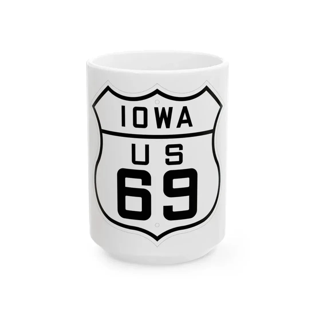 US 69 Iowa 1926 (Iowa) (Road Sign) White Coffee Mug 15oz - Go Mug Yourself